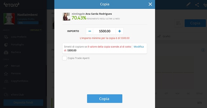 Copiare persone eToro