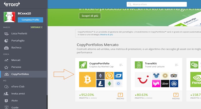 CopyPortfolio Cripto eToro