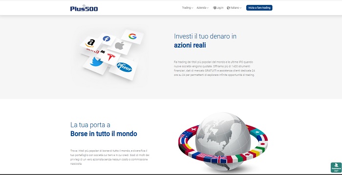 Investi in azioni reali Plus500