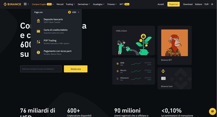 acquistare cripto su binance