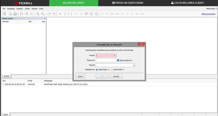 apri un conto tickmill