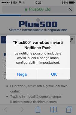 notifiche app Plus500